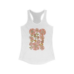 70s Pink Floral Tank Top Retro Wildflower Cottagecore Tank